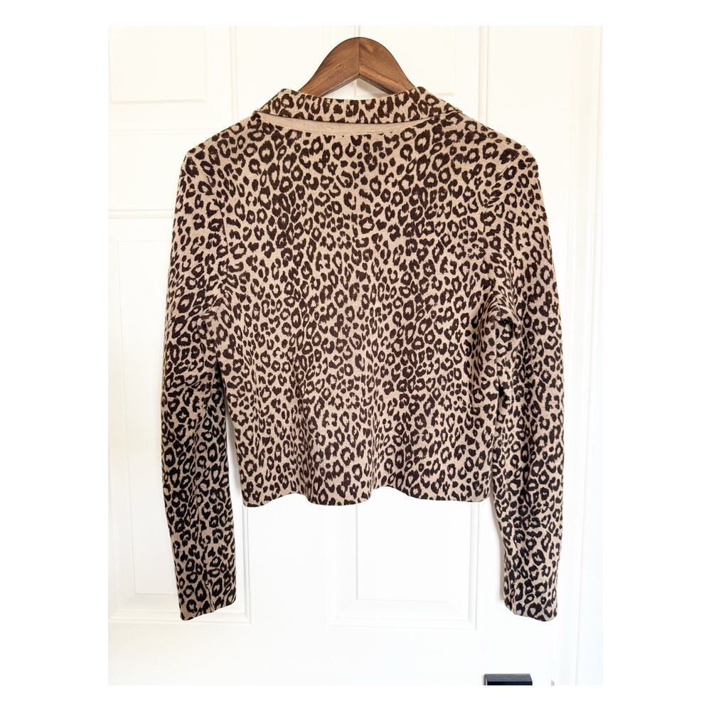 Sezane Merino Wool Betty Button Down Cardigan Leopard Size Small - Picture 3 of 8